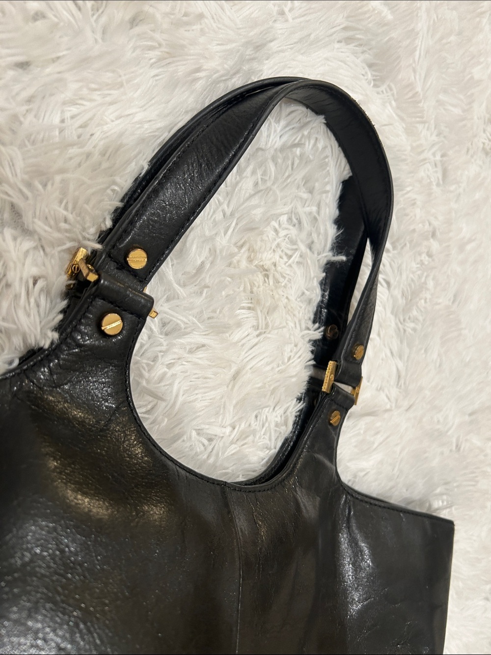 Tory Burch Black Leather Logo Purse with Gold Accents - Picture 7 of 13